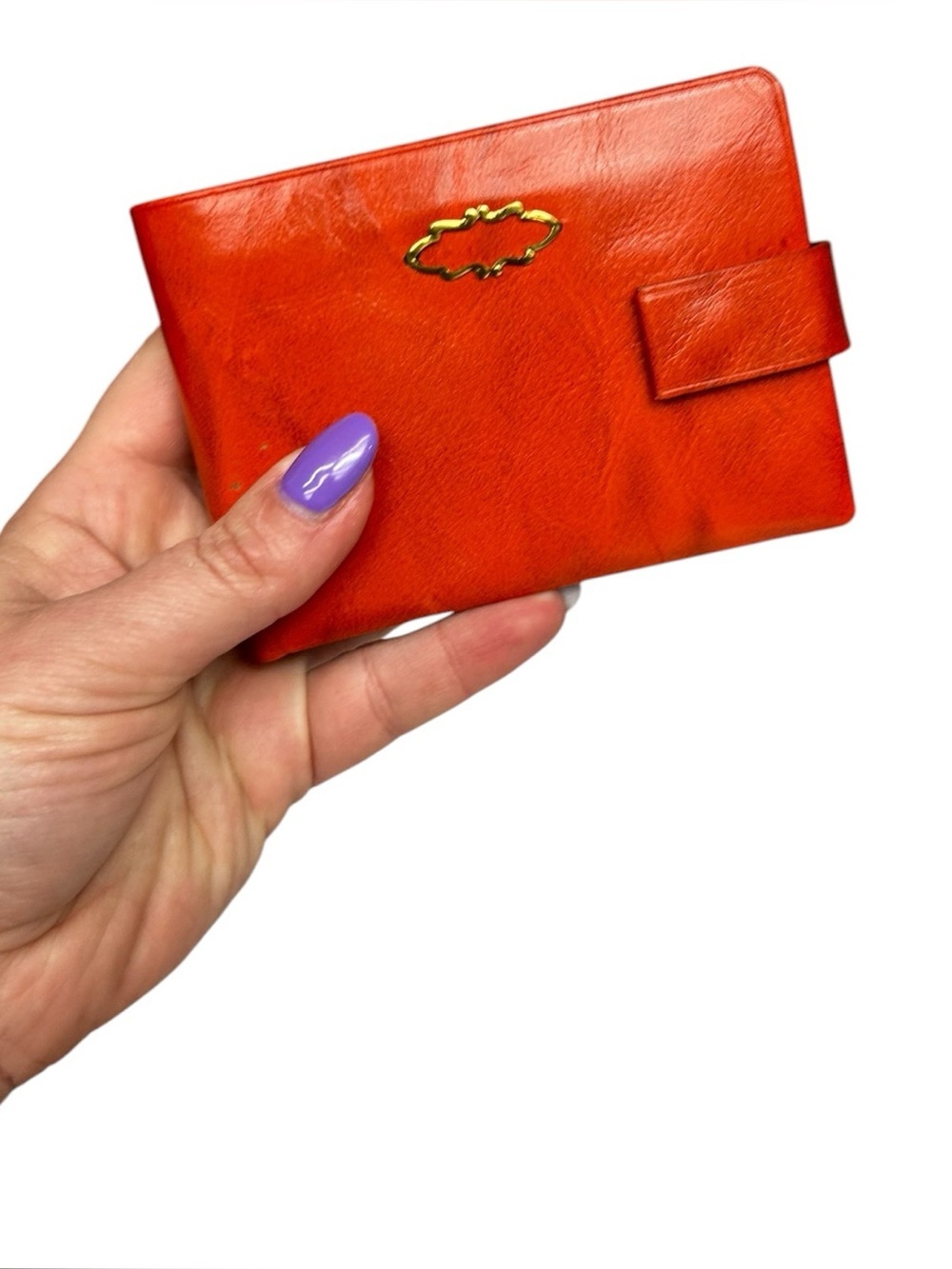 Vintage Buxton Convertible Orange Red Leather Wallet Card Holder Organizer